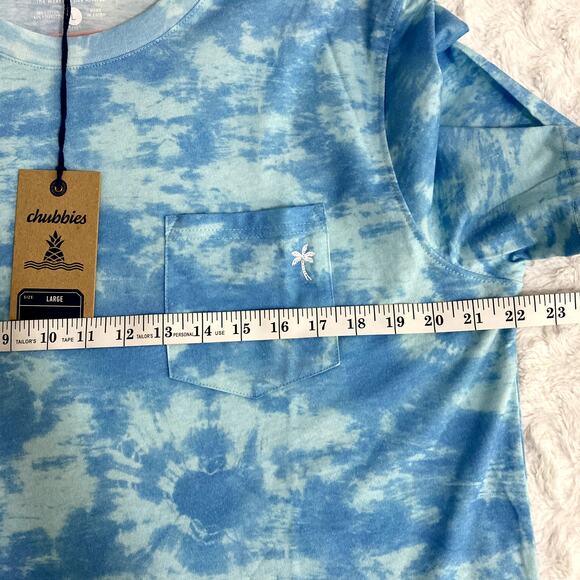 NEW Chubbies Blue Tie-Dye The Ocean Spray Crewneck Casual T-shirt L - Picture 7 of 7